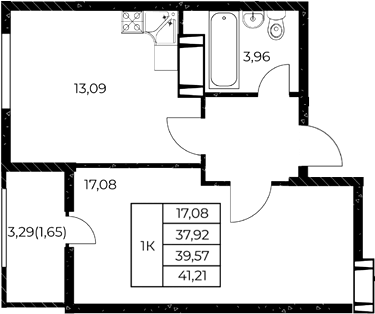 Планировка — Звезда Столицы 2, 1-комн., 40 м²