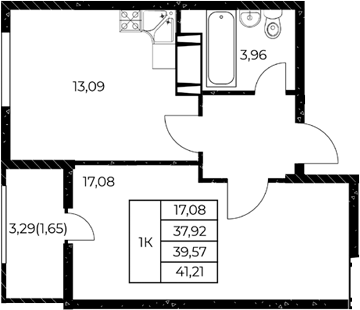 Планировка — Звезда Столицы 2, 1-комн., 40 м²