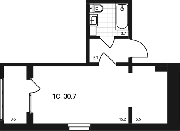 Планировка — Аэрополис, Студия, 27 м²