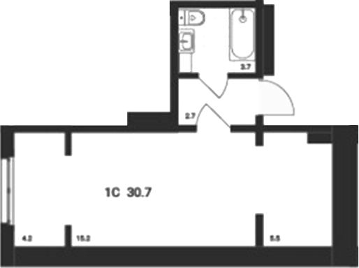 Планировка — Аэрополис, Студия, 27 м²