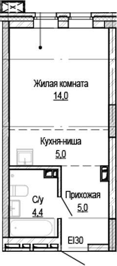 Планировка — Кварталы Немировича-2, Студия, 28 м²
