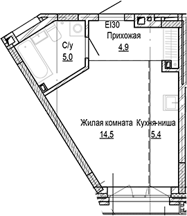 Планировка — Кварталы Немировича-2, Студия, 30 м²