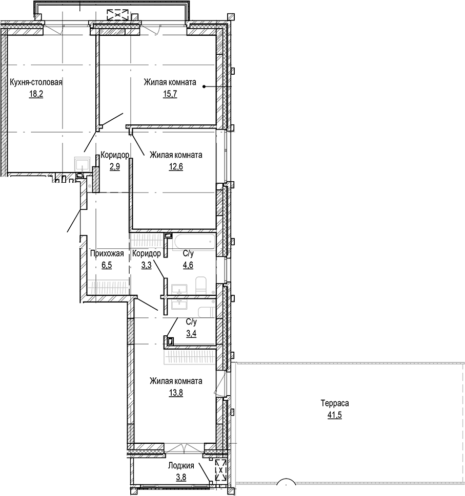 Планировка — Кварталы Немировича-2, 3-комн., 81 м²