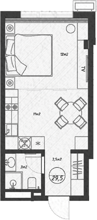 Планировка — Оливия, Студия, 30 м²