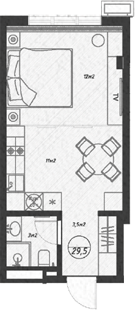 Планировка — Оливия, Студия, 30 м²