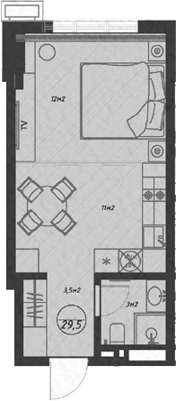 Планировка — Оливия, Студия, 30 м²