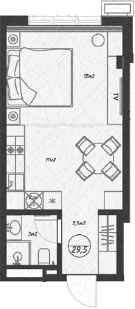 Планировка — Оливия, Студия, 30 м²
