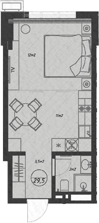Планировка — Оливия, Студия, 30 м²
