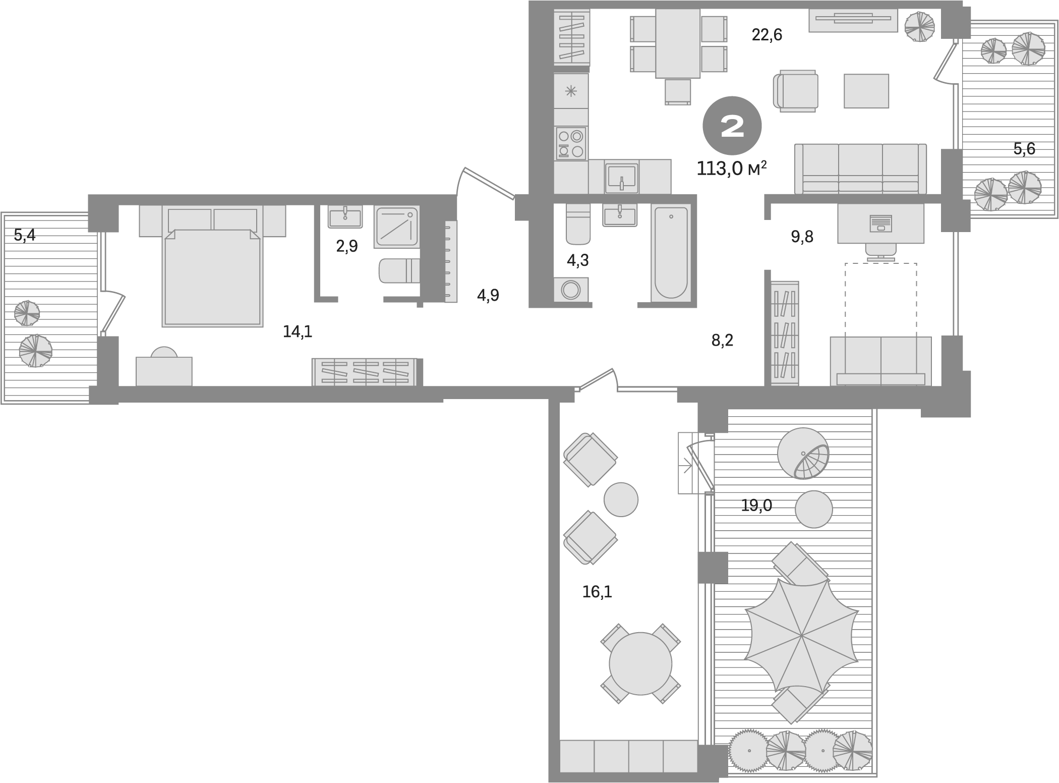 Планировка — Пшеница, 3-комн., 67 м²