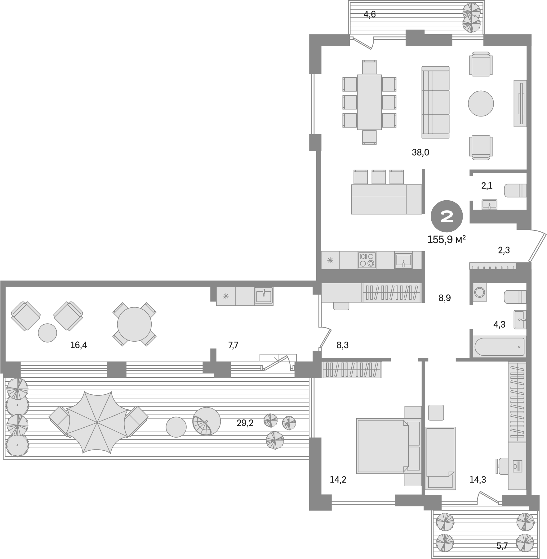 Планировка — Пшеница, 3-комн., 92 м²