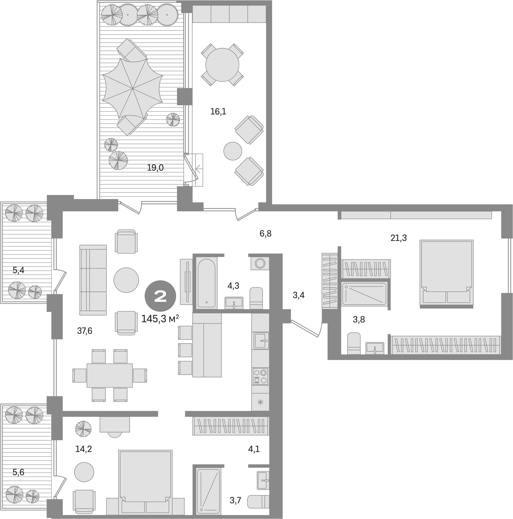 Планировка — Пшеница, 3-комн., 99 м²
