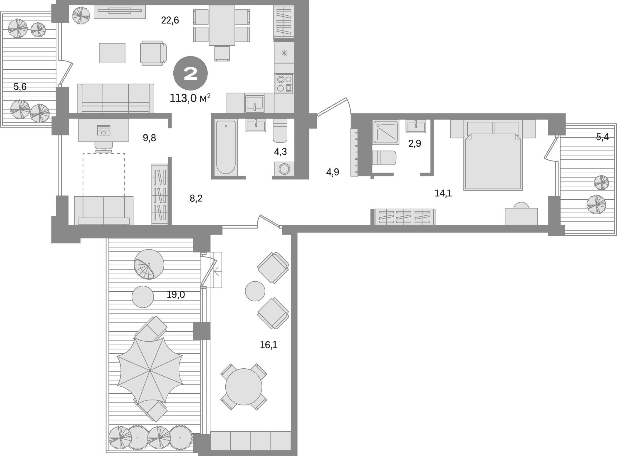 Планировка — Пшеница, 3-комн., 67 м²