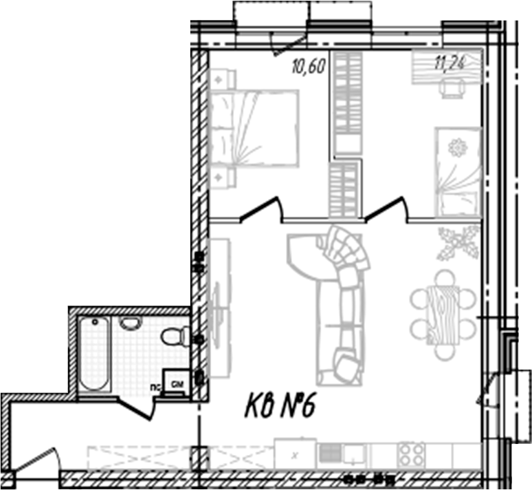 Планировка — Freedom Village, 1-комн., 67 м²
