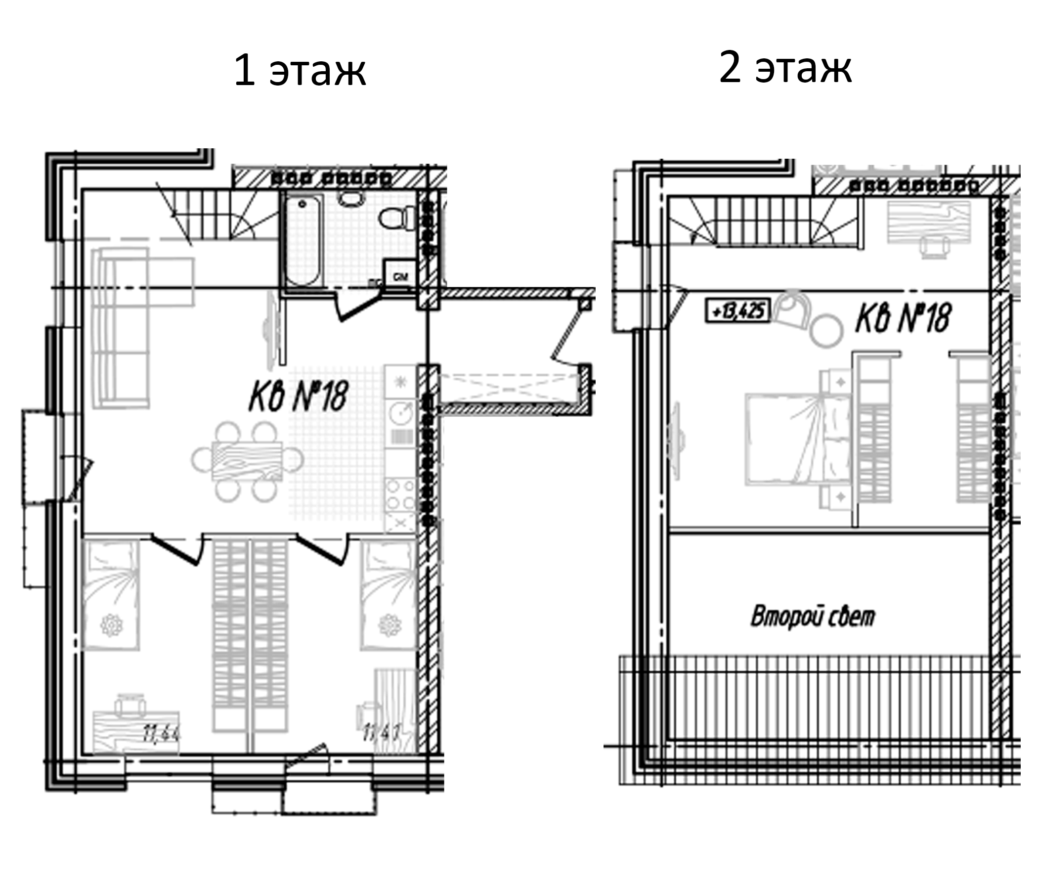 Планировка — Freedom Village, 1-комн., 105 м²