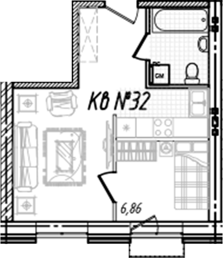 Планировка — Freedom Village, 1-комн., 34 м²