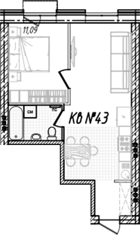 Планировка — Freedom Village, 1-комн., 67 м²
