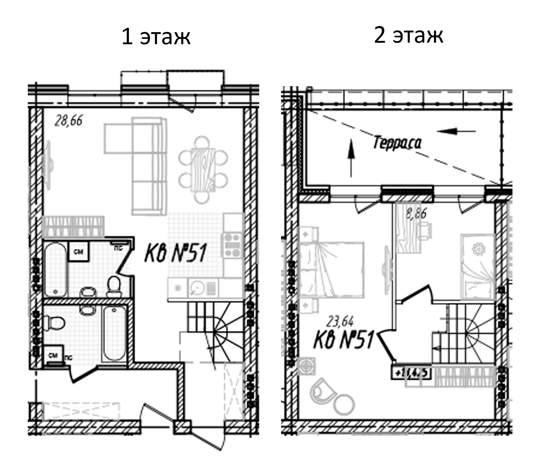 Планировка — Freedom Village, 1-комн., 86 м²