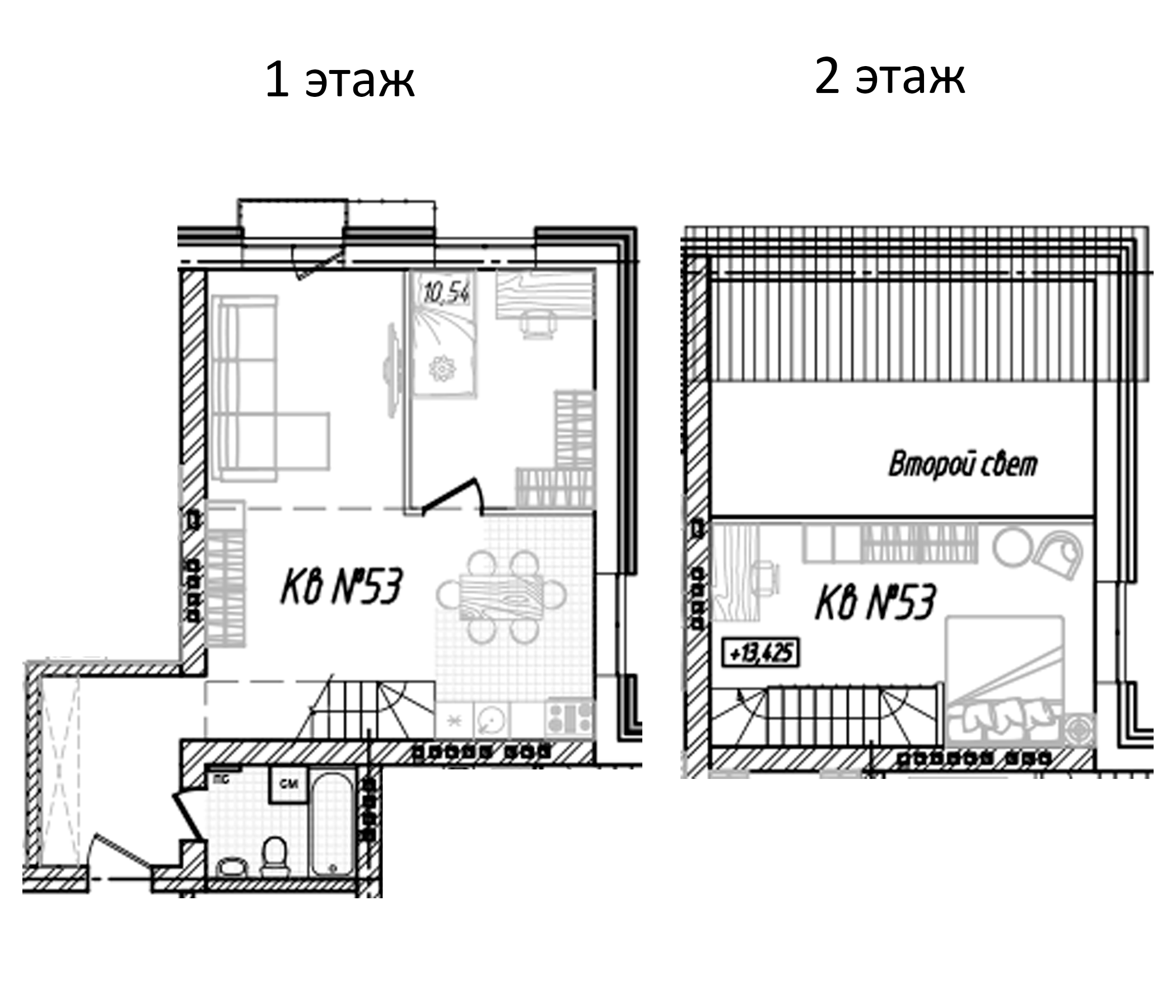 Планировка — Freedom Village, 1-комн., 77 м²