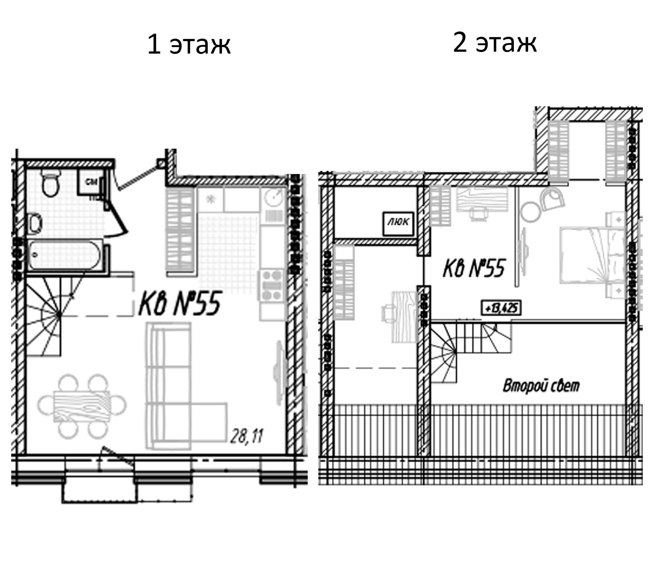 Планировка — Freedom Village, 1-комн., 76 м²