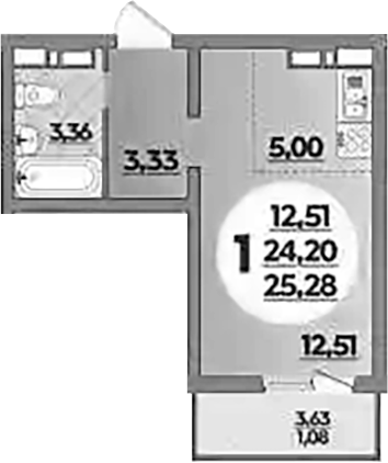 Планировка — Платовский, Студия, 24 м²