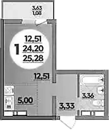 Планировка — Платовский, Студия, 24 м²
