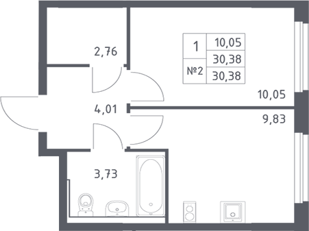 Планировка — Донские Легенды, 1-комн., 30 м²