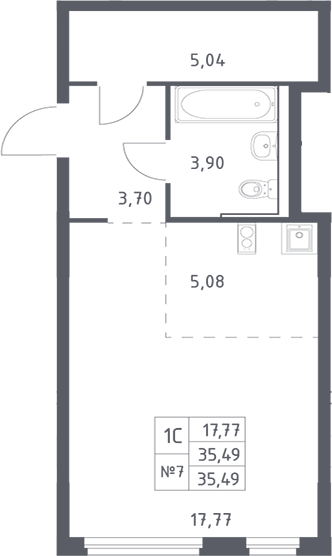 Планировка — Донские Легенды, Студия, 36 м²