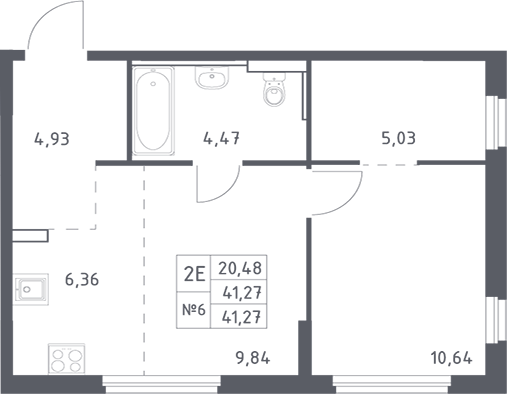 Планировка — Донские Легенды, 2-комн., 41 м²