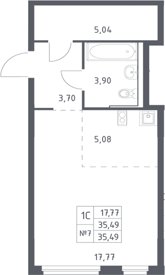 Планировка — Донские Легенды, Студия, 36 м²