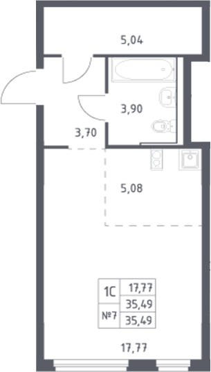 Планировка — Донские Легенды, Студия, 36 м²