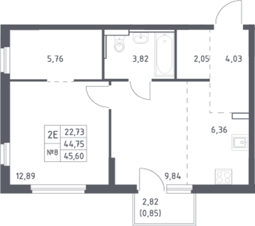Планировка — Донские Легенды, 2-комн., 45 м²