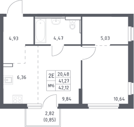 Планировка — Донские Легенды, 2-комн., 41 м²