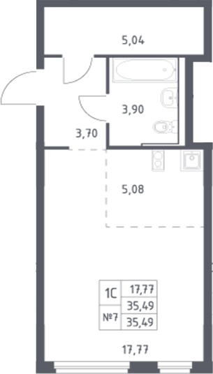 Планировка — Донские Легенды, Студия, 36 м²