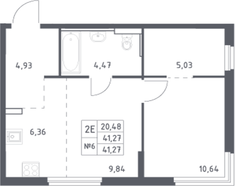 Планировка — Донские Легенды, 2-комн., 41 м²