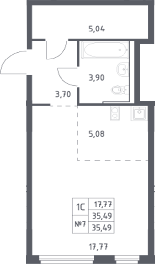Планировка — Донские Легенды, Студия, 36 м²