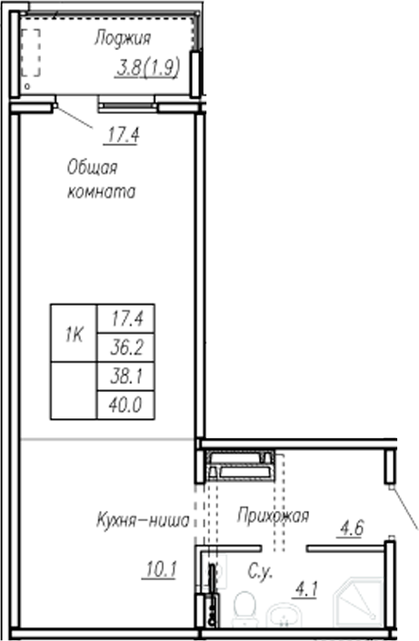 Планировка — Дом культуры. Барнаул, Студия, 36 м²