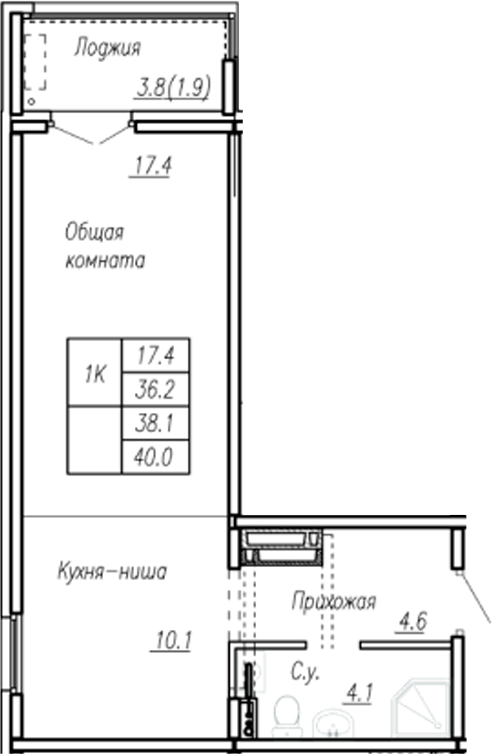 Планировка — Дом культуры. Барнаул, Студия, 36 м²