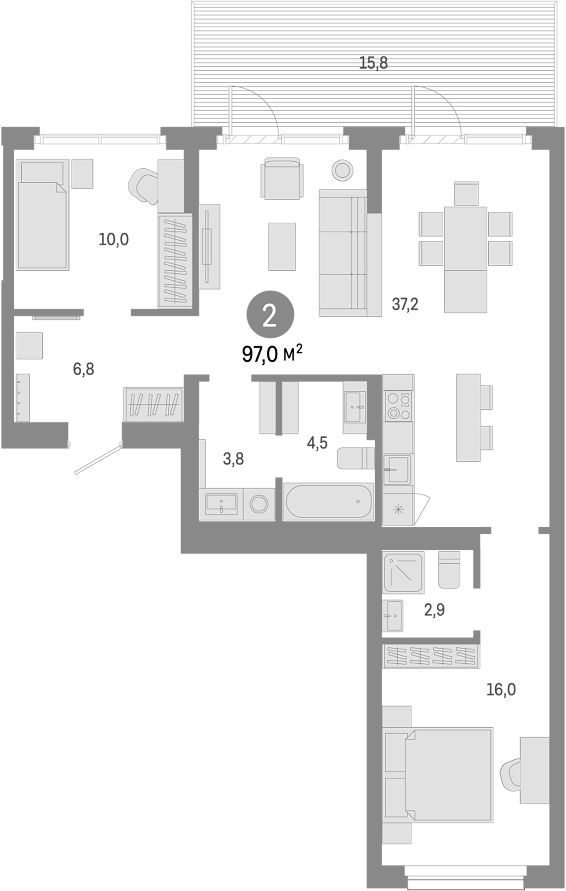 Планировка — Лебедевский, 3-комн., 81 м²