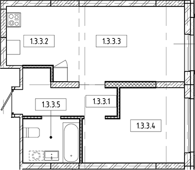 Планировка — Европейский берег, 2-комн., 45 м²