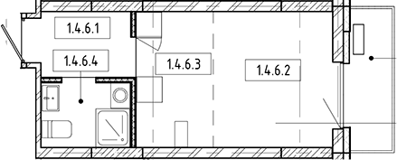 Планировка — Европейский берег, Студия, 21 м²