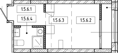 Планировка — Европейский берег, Студия, 19 м²