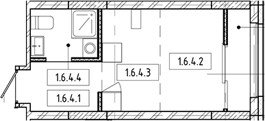 Планировка — Европейский берег, Студия, 19 м²
