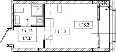 Планировка — Европейский берег, Студия, 19 м²