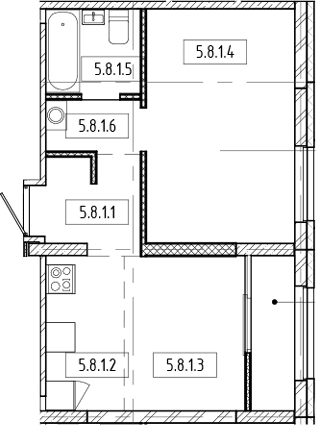 Планировка — Европейский берег, 2-комн., 37 м²