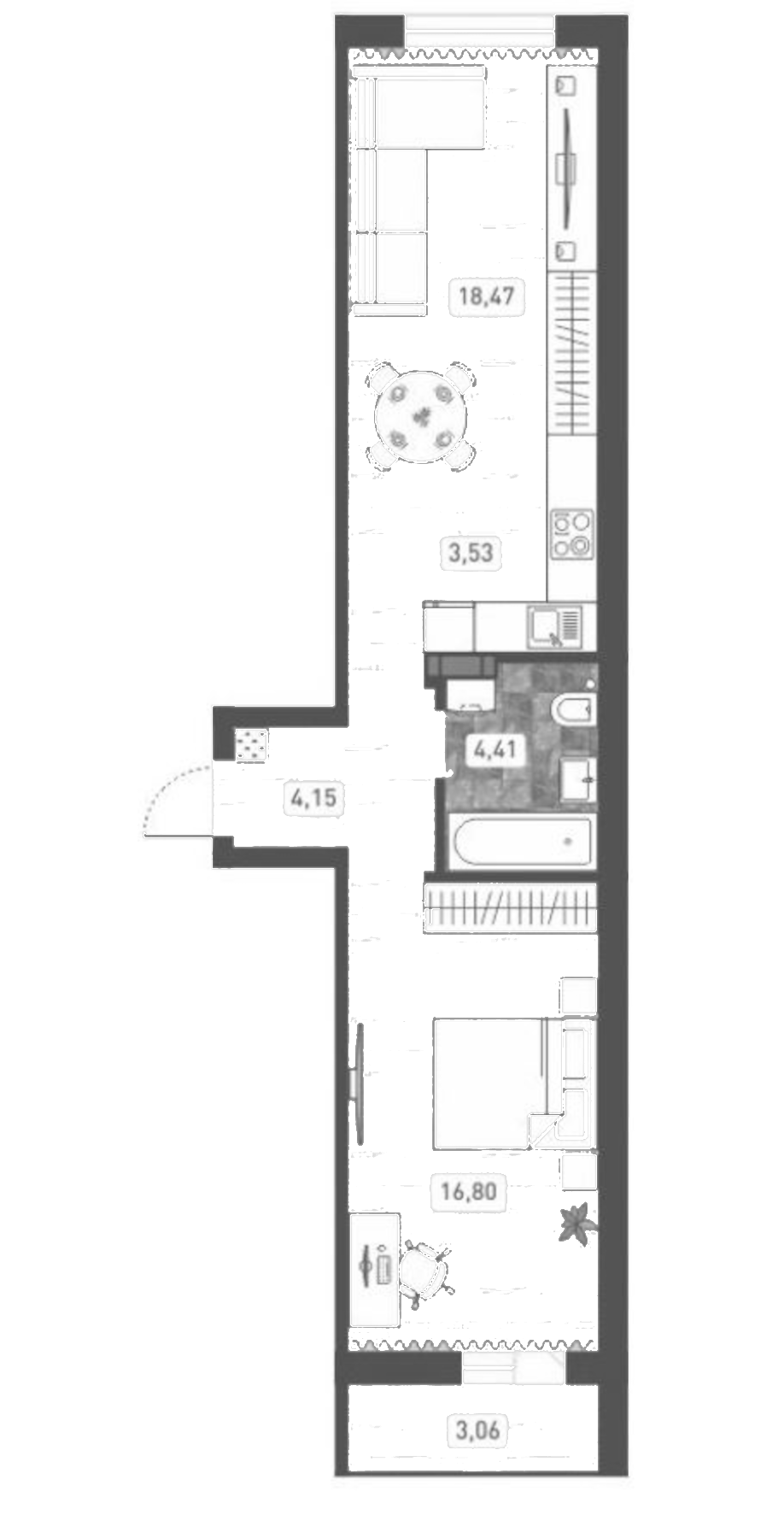 Планировка — Радуга Сибири, 2-комн., 47 м²