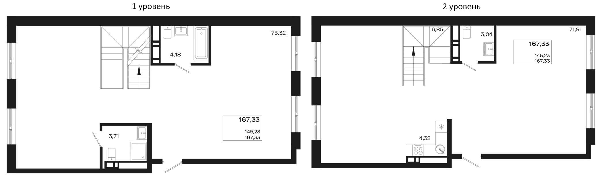 Планировка — Патрики, 2-комн., 167 м²