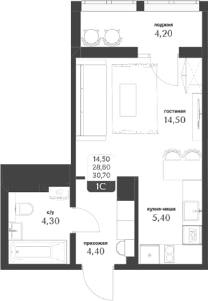 Планировка — Тимирязевский парк, Студия, 29 м²