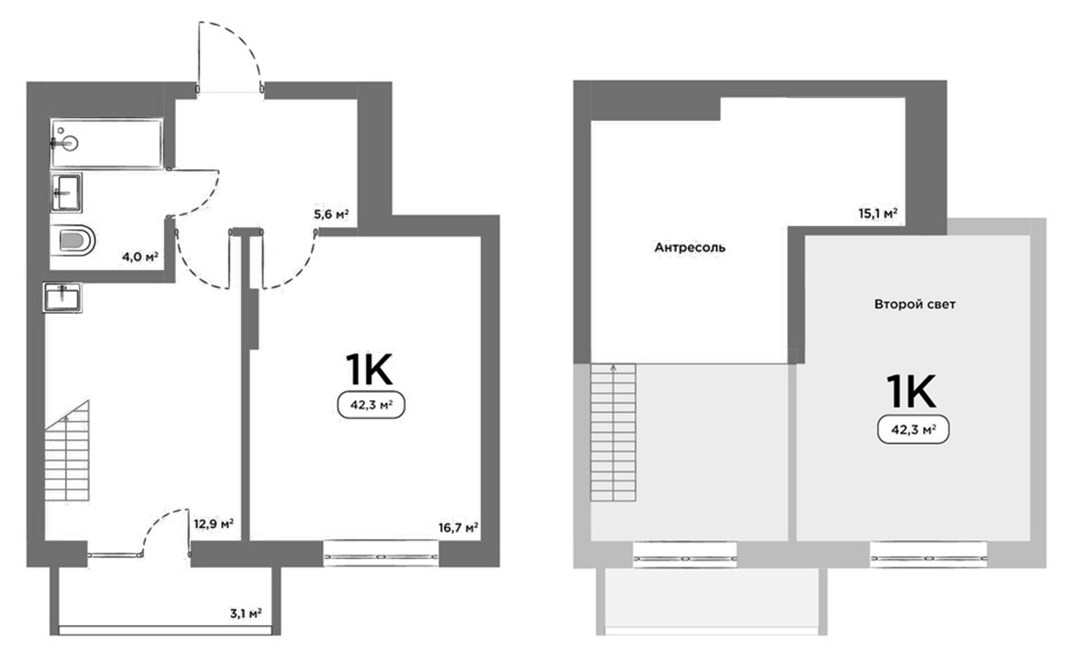 Планировка — Авеню на Выборной, 1-комн., 39 м²
