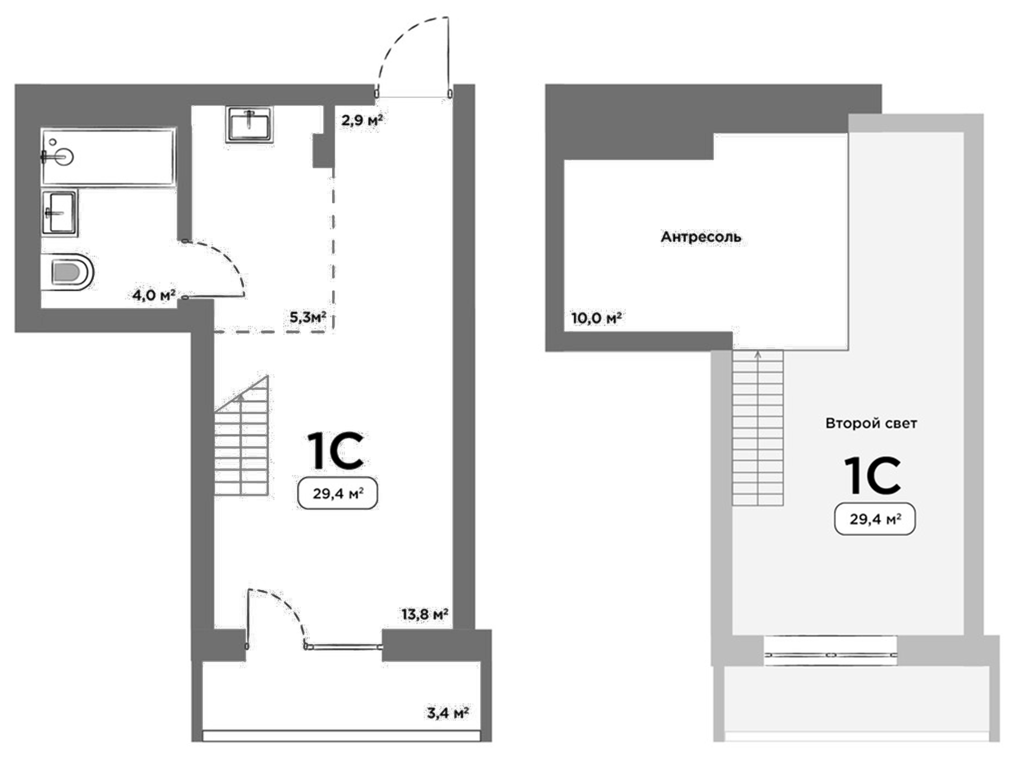 Планировка — Авеню на Выборной, Студия, 26 м²