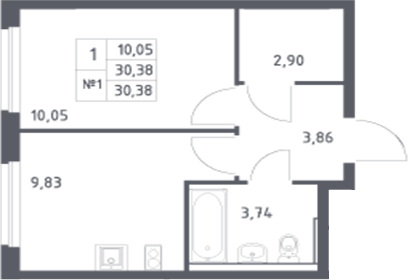 Планировка — Донские Легенды, 1-комн., 30 м²